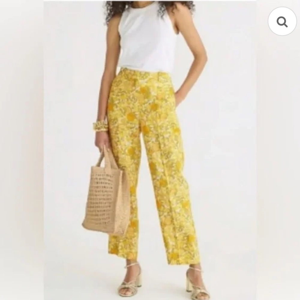 NWT J. Crew Ingrid linen pant in limone print